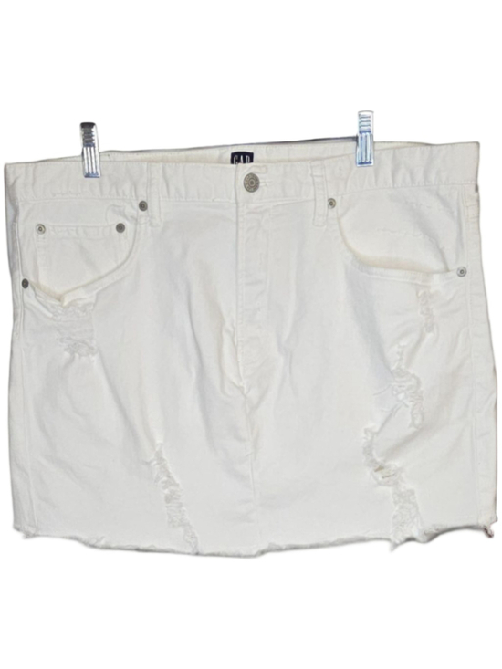 GAP Dresses & Skirts - Gap Denim White Mini Skirt Womens Size 34 Distressed Stretch Jean Skirt Casual